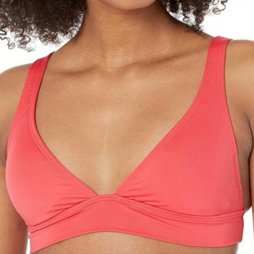 NWT Billabong Bright Coral Classic Solid Banded Bralette Bikini Top L 12 - Picture 2 of 5